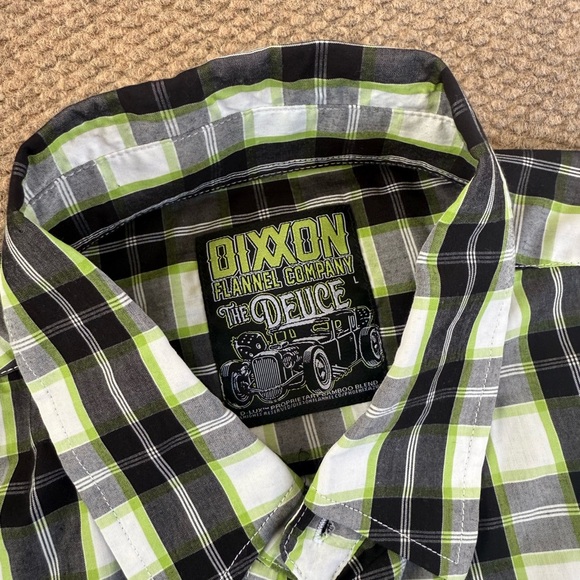 Dixxon Flannel Co. The Deuce Short Sleeve Plaid Shirt Mens Size L Green / White - Picture 3 of 8